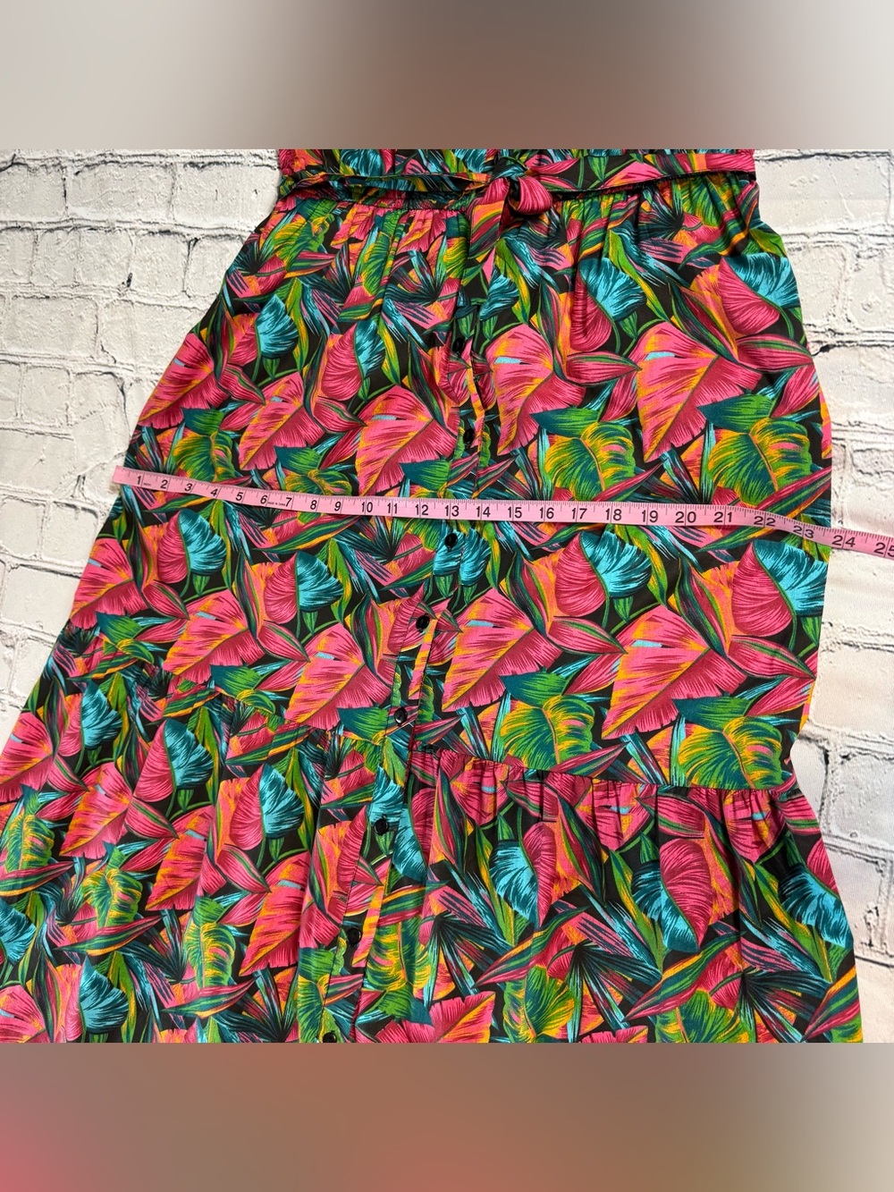 Naoo NWT Colorful Tropical Floral Print Button-Front Maxi Dress A-Line Size L - Picture 7 of 9
